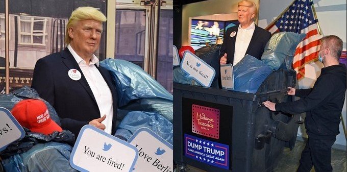 В Берлине Трампа отправили в мусорный контейнер – акция Музея Мадам Тюссо